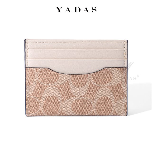 Ellipse monogram zip card holder in apricot