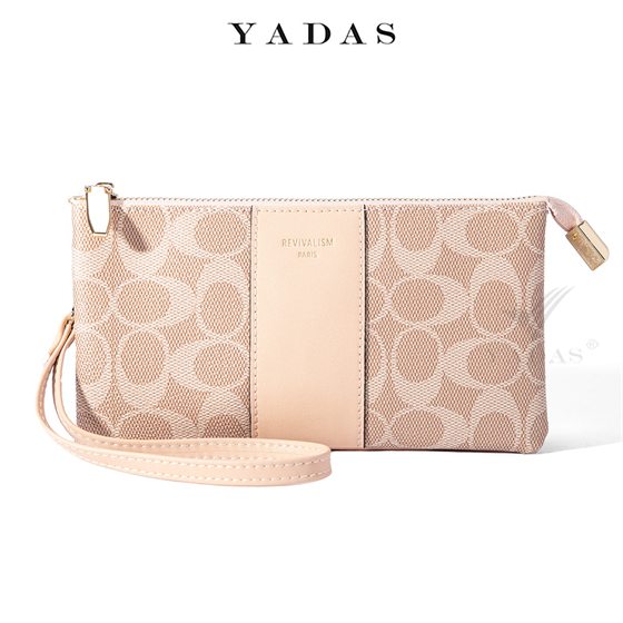 Pink monogram wristlet wallet