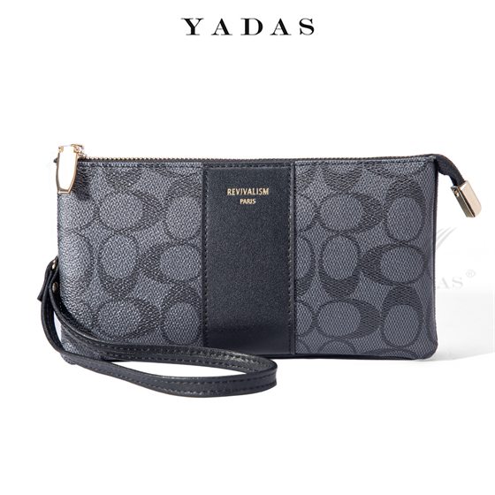 Black monogram wristlet wallet