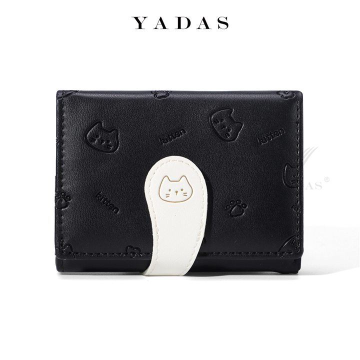 Kitty tail trifold coin purse in black