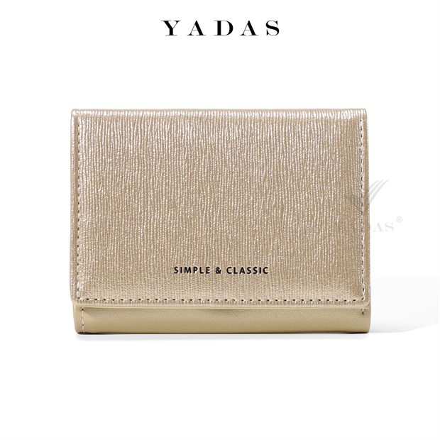 Gold-tone card holder with shimmer finish