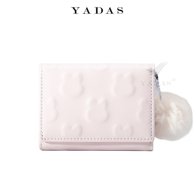 Pink wallet with pom charm