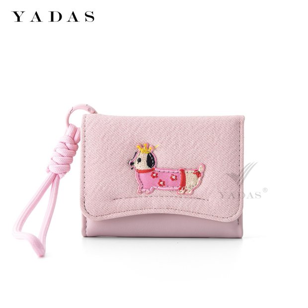 Pink card holder with lanyard